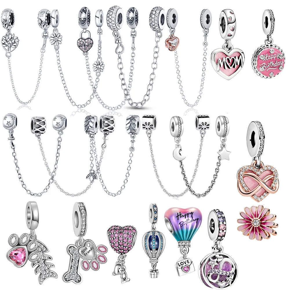 11 Models Zircon Safety Chain Charms Fit Original Pandora Bracelets 925 Sterling Silver Charm Beads Dangle for Women
11 Models Zircon Safety Chain Charms Fit Original Pandora Bracelets 925 Sterling Silver Charm Beads Dangle for Women