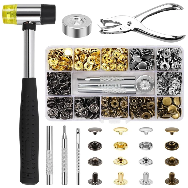 120 Sets Snap Buttons Kit For Leather, 12Mm Heavy Duty Snap Fastenerspress Stud Cap With Tools, For Clothing,Leather Durable
120 Sets Snap Buttons Kit For Leather, 12Mm Heavy Duty Snap Fastenerspress Stud Cap With Tools, For Clothing,Leather Durable