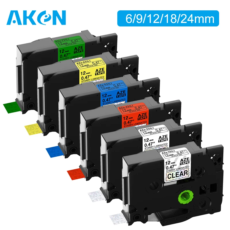 Aken 1pcs Pale Colorful Standard Tapes AZe-131L1-231L1-431L1-531L1-631L1-731L 12mm Laminated Label Tape Compatible for Brother
Aken 1pcs Pale Colorful Standard Tapes AZe-131L1-231L1-431L1-531L1-631L1-731L 12mm Laminated Label Tape Compatible for Brother