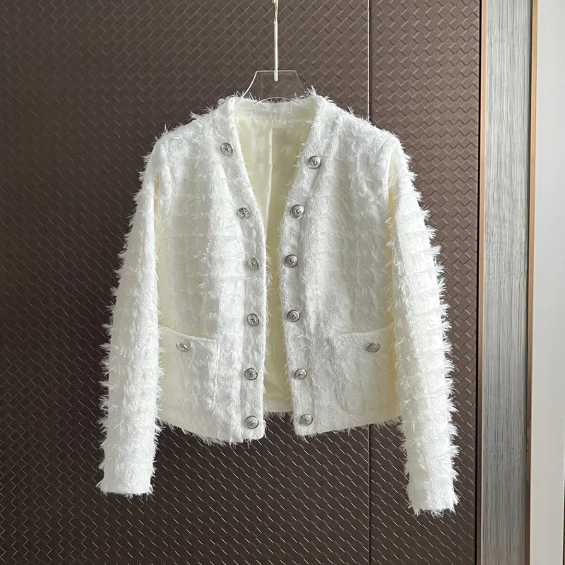 Small Fragrant Tassel Short Jacket For Women's Autumn New Long-sleeved Fashion Double-Breasted V-Neck Tweed Jacket Chaquetas
Small Fragrant Tassel Short Jacket For Women's Autumn New Long-sleeved Fashion Double-Breasted V-Neck Tweed Jacket Chaquetas