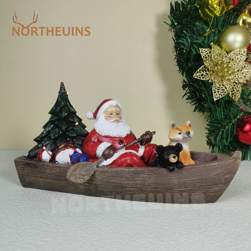 NORTHEUINS Resin Boating Santa Claus Figurines for Interior Creative Navidad Gift Home Living Room Window Christmas Decorations
NORTHEUINS Resin Boating Santa Claus Figurines for Interior Creative Navidad Gift Home Living Room Window Christmas Decorations