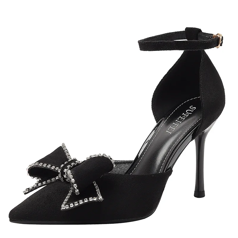 Women Pumps Office Career Summer flock 8CM Thin High Heels Pointed Toe Buckle Strap Shallow Solid Woman Shoes black
Women Pumps Office Career Summer flock 8CM Thin High Heels Pointed Toe Buckle Strap Shallow Solid Woman Shoes black