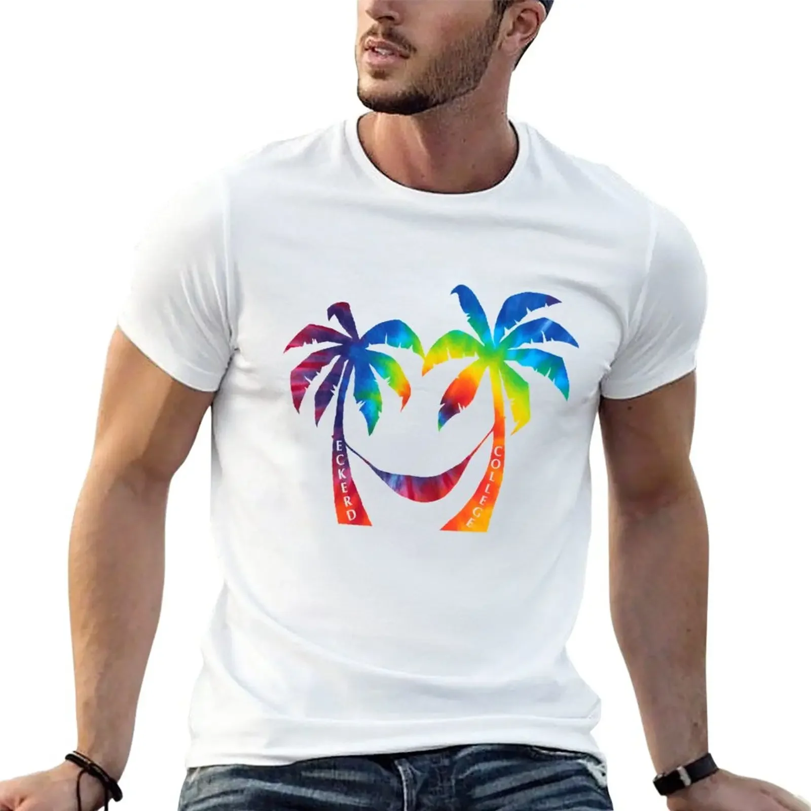 

Eckerd College Rainbow Tie Dye Palms T-Shirt kawaii clothes plus sizes tops men t shirt