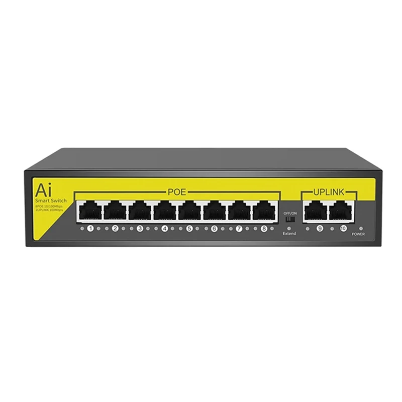 48V 8Ports POE Switch Ethernet 10/100Mbps IEEE 802.3 Af/At For IP Camera/CCTV Security Camera System/Wireless AP EU Plug
48V 8Ports POE Switch Ethernet 10/100Mbps IEEE 802.3 Af/At For IP Camera/CCTV Security Camera System/Wireless AP EU Plug