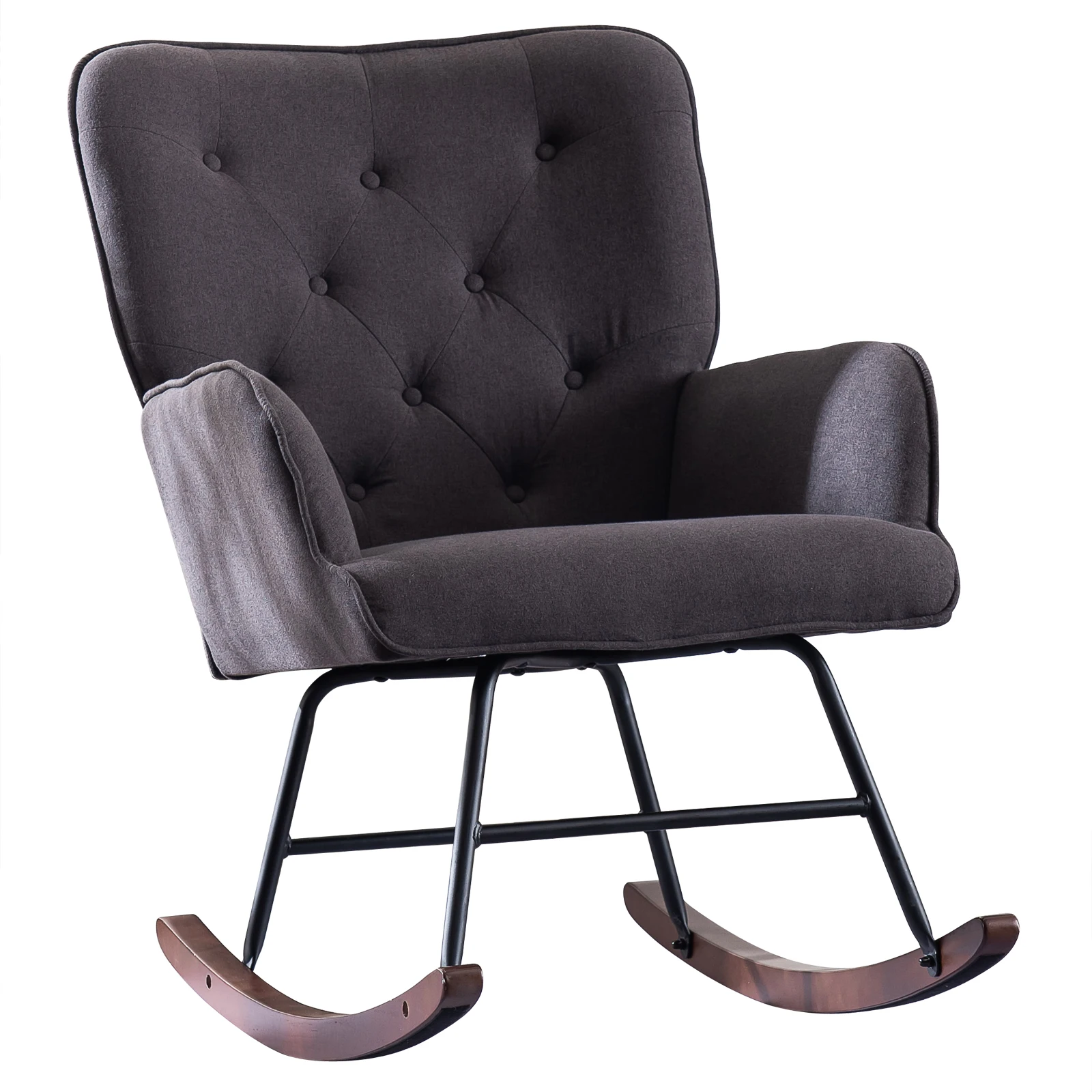 

Кресло-качалка в нордическом стиле, простая мягкая Льняная сумка, мягкое кресло-качалка для дома из массива дерева, серого цвета [US-Stock]