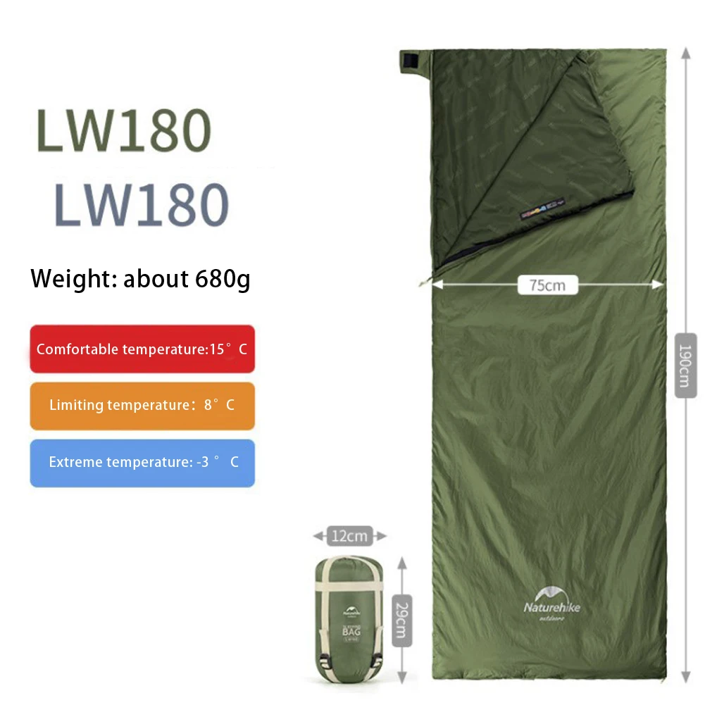 Naturehike Envelope Sleeping Bag LW180 Ultralight Compact and Water resistant Ideal for Camping Hiking and More
Naturehike Envelope Sleeping Bag LW180 Ultralight Compact and Water resistant Ideal for Camping Hiking and More
