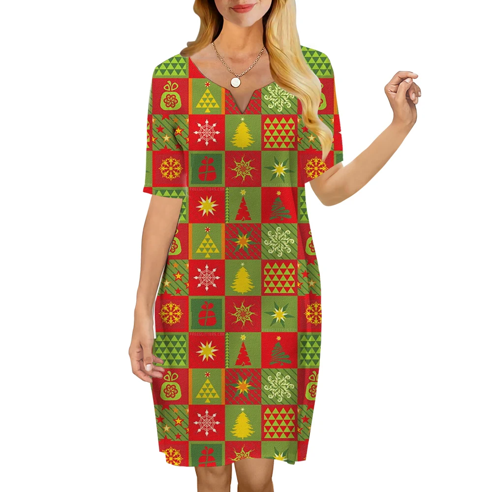 CLOOCL Trendy Women Dress Plaid Christmas Pattern 3D Printed Loose Casual V-Neck Short Sleeve Knee-length Dress Evening Dress
CLOOCL Trendy Women Dress Plaid Christmas Pattern 3D Printed Loose Casual V-Neck Short Sleeve Knee-length Dress Evening Dress
