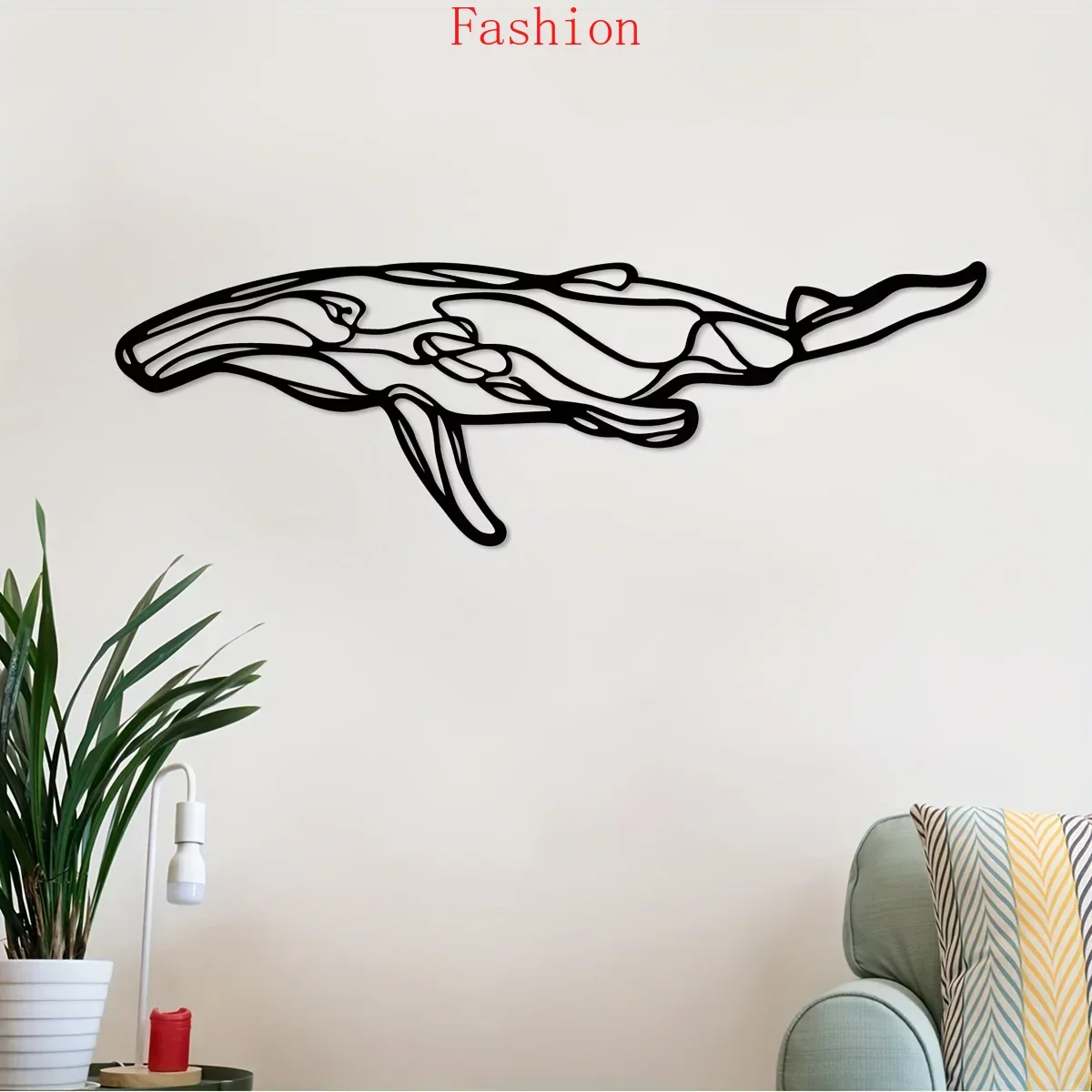 

Creative Line Whale Iron Crafts Indoor Wall Decoration Great for Living Room Bedroom Hallway Wall Decoration 15.74*5.14inch wall