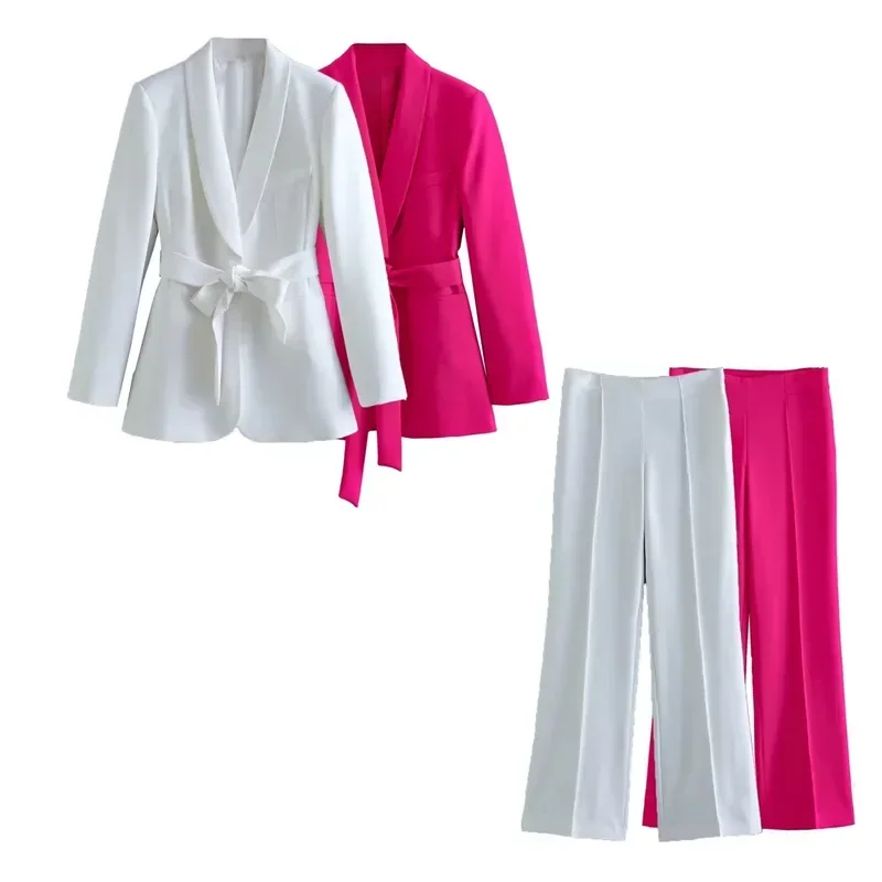 White Women Suit Loose Formal Blazer With Belt Pants Elegant Female Business Work Wear Office Lady Jacket Coat Trousers
White Women Suit Loose Formal Blazer With Belt Pants Elegant Female Business Work Wear Office Lady Jacket Coat Trousers