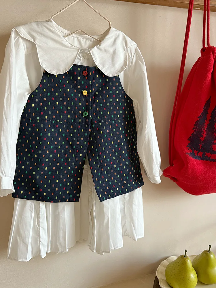 2025 Autumn New Girls Preppy Style Pleated Dress Solid Children Long Sleeve Dress Baby Girl Large Lapel Loose Dress Kids Clothes 35 Sf0443ad3093a4a5fadf19e55232c86c9b