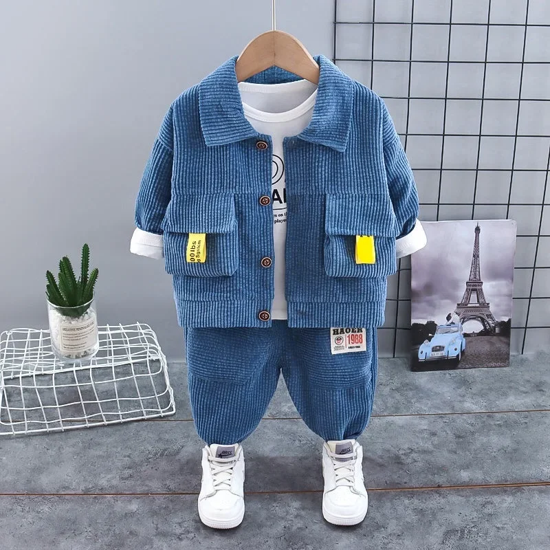 Spring Baby Children Clothes Suit Boys Corduroy Coat T Shirt Pants 3Pcs/Set Kids Toddler Fashion Cotton Tracksuits 0-4 Years
Spring Baby Children Clothes Suit Boys Corduroy Coat T Shirt Pants 3Pcs/Set Kids Toddler Fashion Cotton Tracksuits 0-4 Years