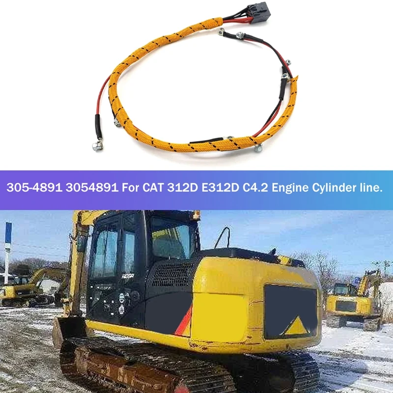 

1 PCS Fuel Injector Nozzle Wiring Harness Replacement Parts For Caterpillar Excavator 312D E312D C4.2 Engine 305-4891 3054891