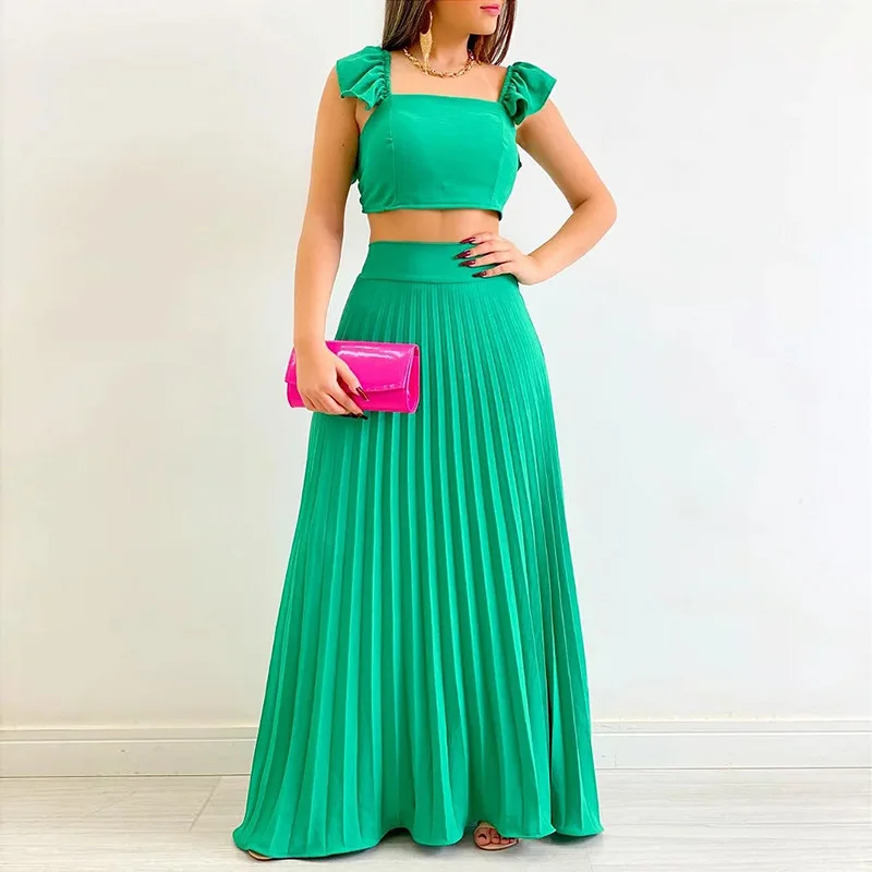 New Tank Pleated Skirt Solid Two Piece Set High Waist Daily Beach Slim Skirt And Sleeveless Tops Suit Fashion Casual Suit
New Tank Pleated Skirt Solid Two Piece Set High Waist Daily Beach Slim Skirt And Sleeveless Tops Suit Fashion Casual Suit