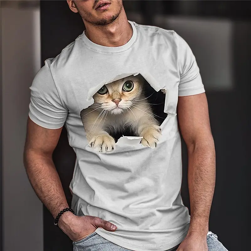 Funny 3D Cartoon Cat Print T Shirt For Men Hip Hop Trend Harajuku Streetwear Casual O-neck Short Sleeve Top Summer Loose T-Shirt
Funny 3D Cartoon Cat Print T Shirt For Men Hip Hop Trend Harajuku Streetwear Casual O-neck Short Sleeve Top Summer Loose T-Shirt