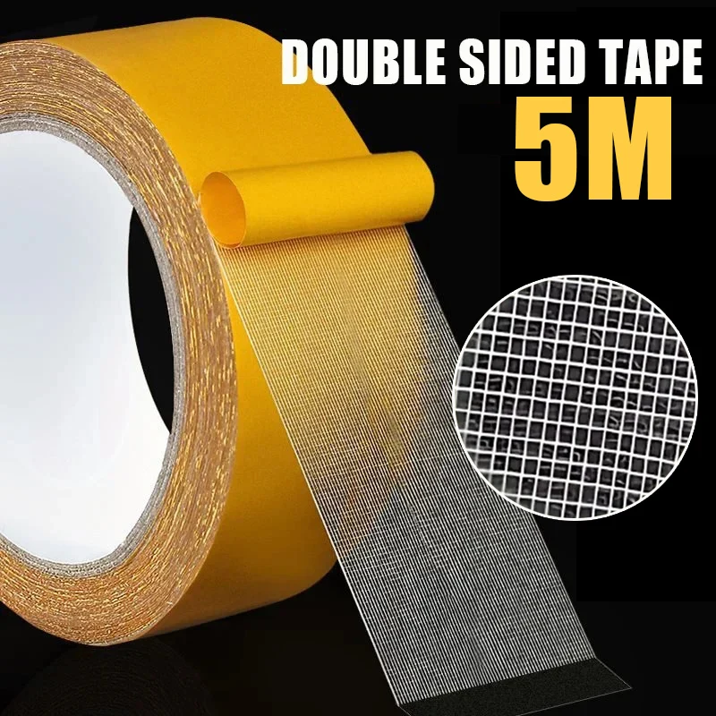 

5M Strong Fixation Double Sided Tape Translucent Mesh Waterproof Super Traceless Cloth Base Tapes High Viscosity Adhesive Tape