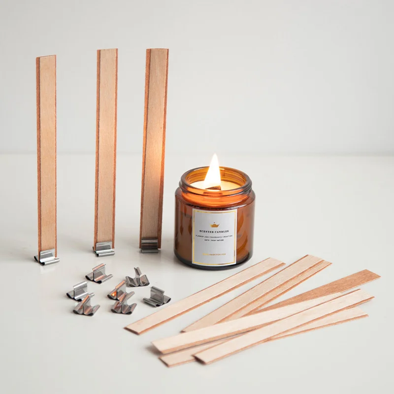 

10pc 15cm Double Layer Wooden Candle Wick Set Wood Candle Wick Core With Base For DIY Candle Making Supply Soy Parffin Wax Wicks