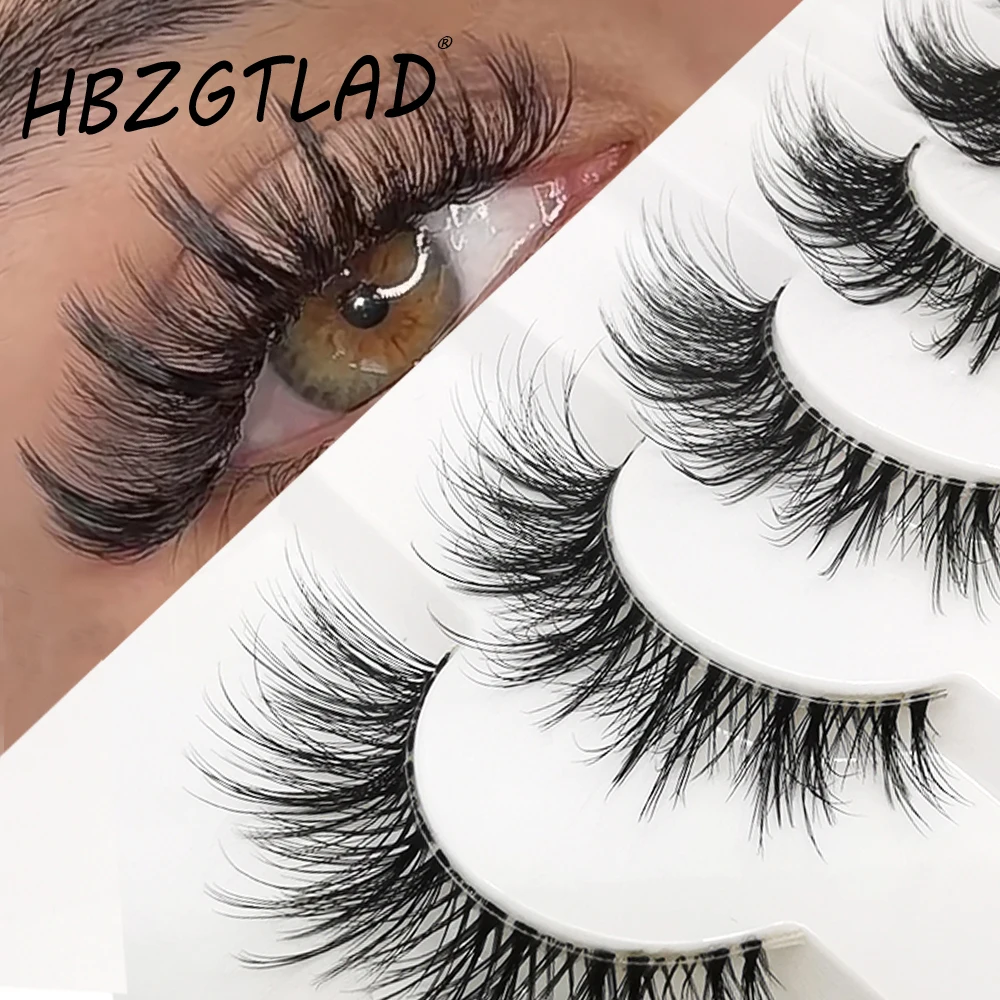 

HBZGTLAD New 7 pairs Cat Eye Lashes Faux Mink Eyelashes Clear Band Lashes Natural Look Wispy Mink Eyelashes Full Strip Lashes