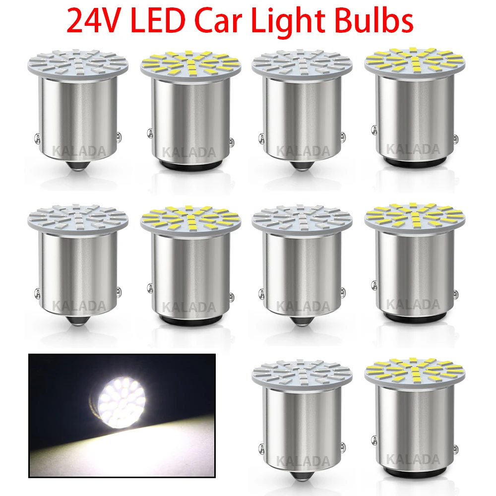 

10X 24V Truck LED Bulb 1156 BA15S 1157 BAY15D 3014SMD For 24V Car Accessories DRL Daytime Running Lamp Reverse Turn Signal Light