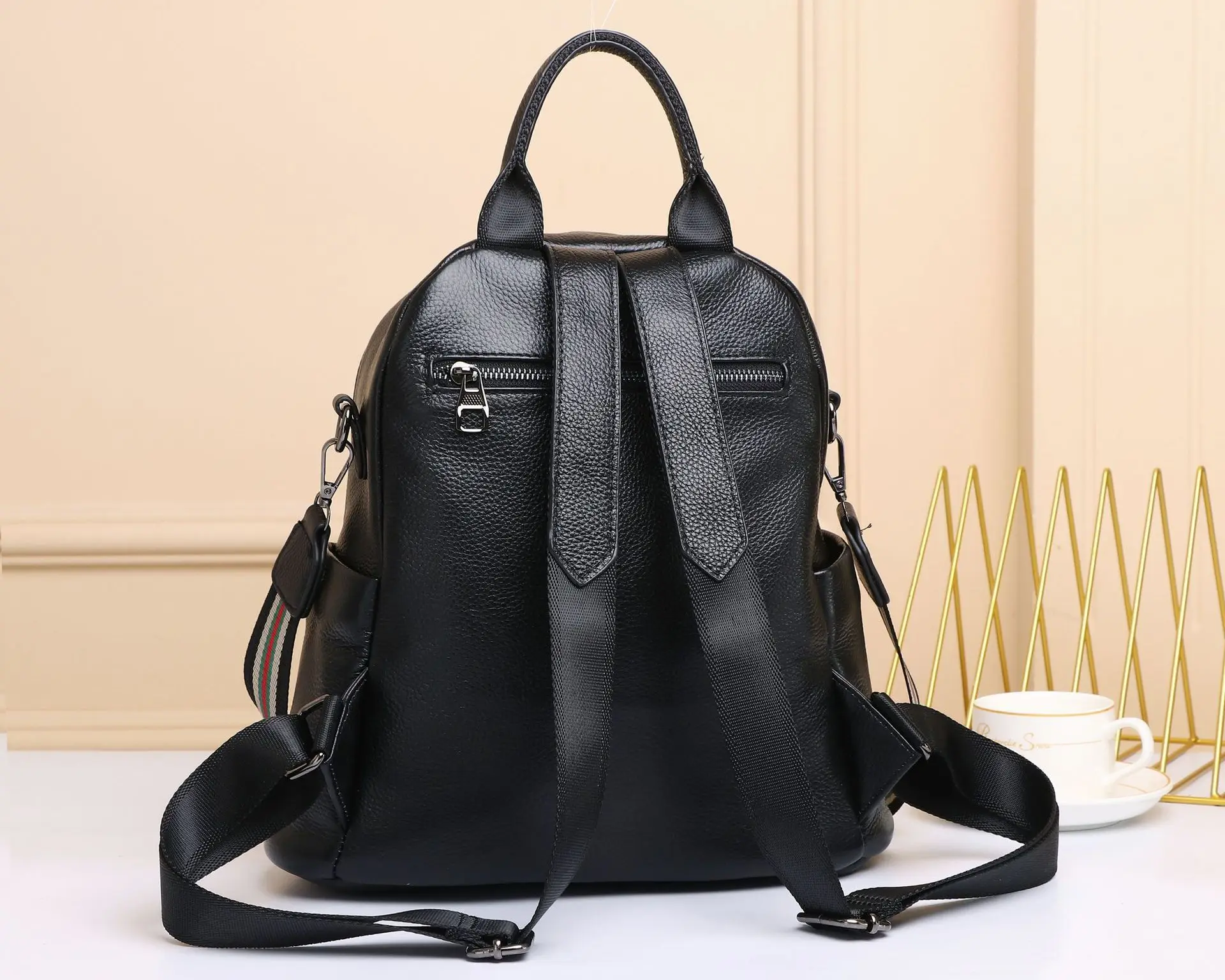 

Мы говорили, заказ, Черная Женская дорожная сумка, Женский однотонный рюкзак, высококачественные черные кожаные сумки, школьный портфель для студентов