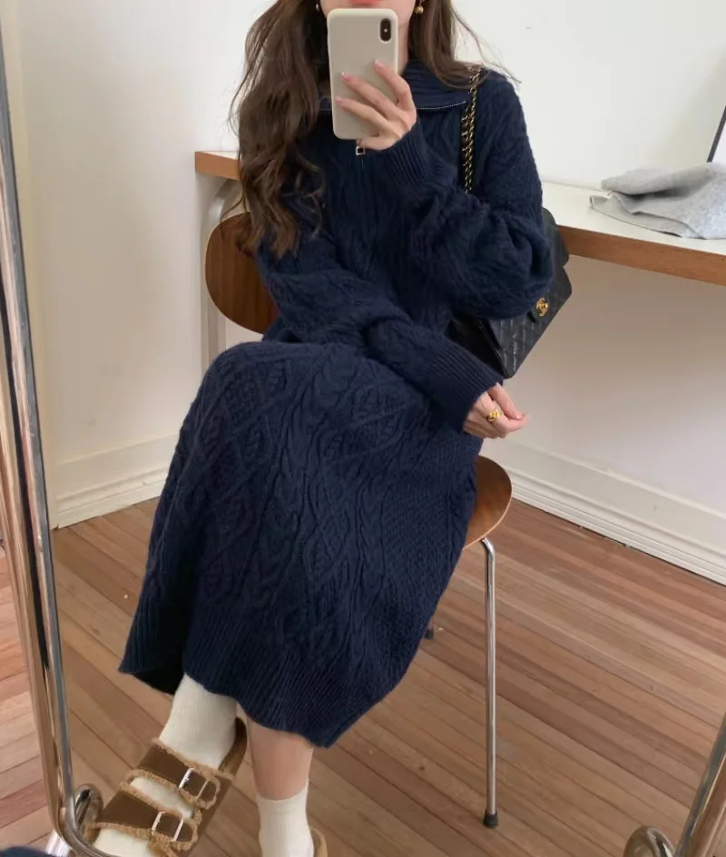 New 2023 Autumn Winter Sweater Korean Free Size Fashion Woman Dress Long Sleeve Solid Color Knitting Cotton Maxi Dress X8091
New 2023 Autumn Winter Sweater Korean Free Size Fashion Woman Dress Long Sleeve Solid Color Knitting Cotton Maxi Dress X8091