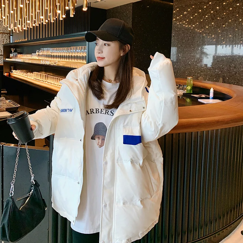Autumn Winter Down Cotton Puffer Jacket Women Long Sleeve Windproof Hooded Parka Student Black White Thick Warm Coat Korean Chic
Autumn Winter Down Cotton Puffer Jacket Women Long Sleeve Windproof Hooded Parka Student Black White Thick Warm Coat Korean Chic
