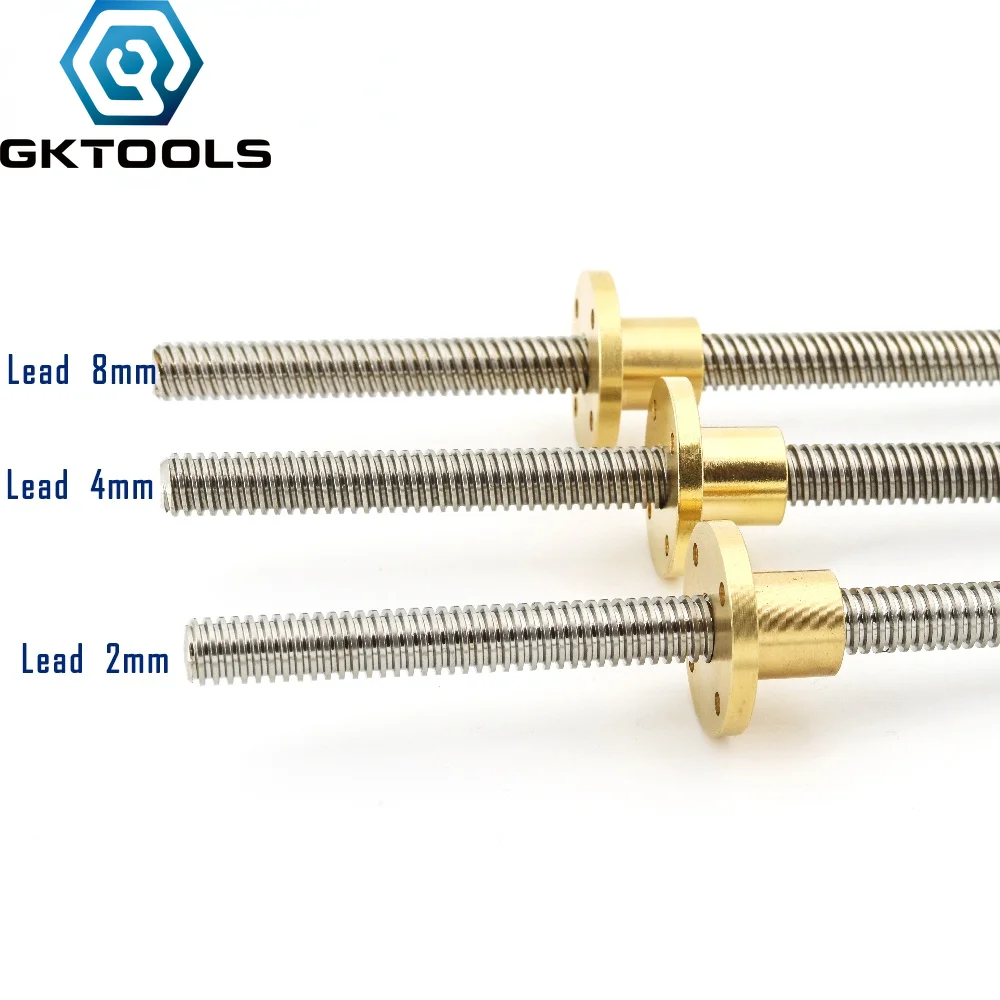 

304 stainless steel T12 screw length 200mm lead 2mm 3mm 4mm 8mm 14mm trapezoidal spindle 1pcs With brass nut