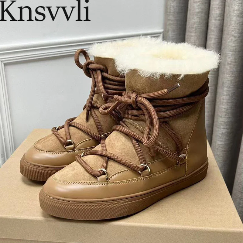 Classics Snow Boots Woman Round Toe Lace Up Flat Short Boots Wool Warm Winter Shoes Women Down Cow Suede Patchwork Boots Women
Classics Snow Boots Woman Round Toe Lace Up Flat Short Boots Wool Warm Winter Shoes Women Down Cow Suede Patchwork Boots Women