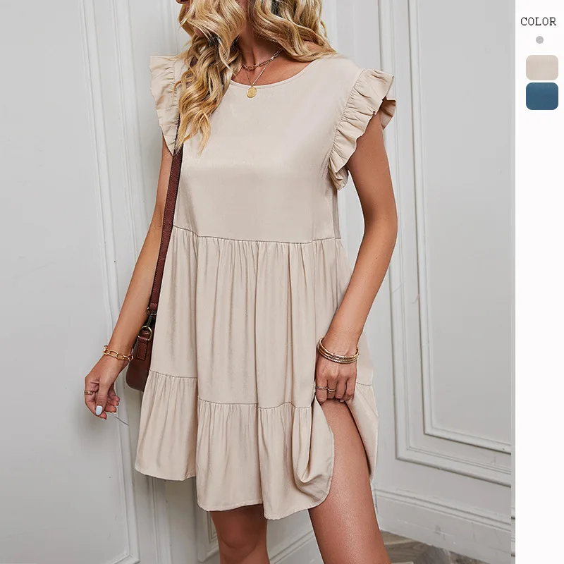 2023 Women's New Solid Color Round Neck Lotus Leaf Sleeve Spring and Summer Dress Vestidos De Mujer
2023 Women's New Solid Color Round Neck Lotus Leaf Sleeve Spring and Summer Dress Vestidos De Mujer