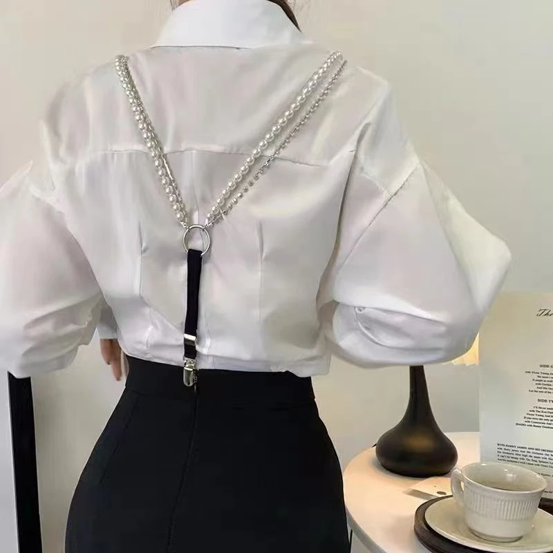Pearl Chain Suspenders Belts For Women Rhinestone Strap Shirt Decoration Duck-Mouth Clip Outwear Accessories
Pearl Chain Suspenders Belts For Women Rhinestone Strap Shirt Decoration Duck-Mouth Clip Outwear Accessories