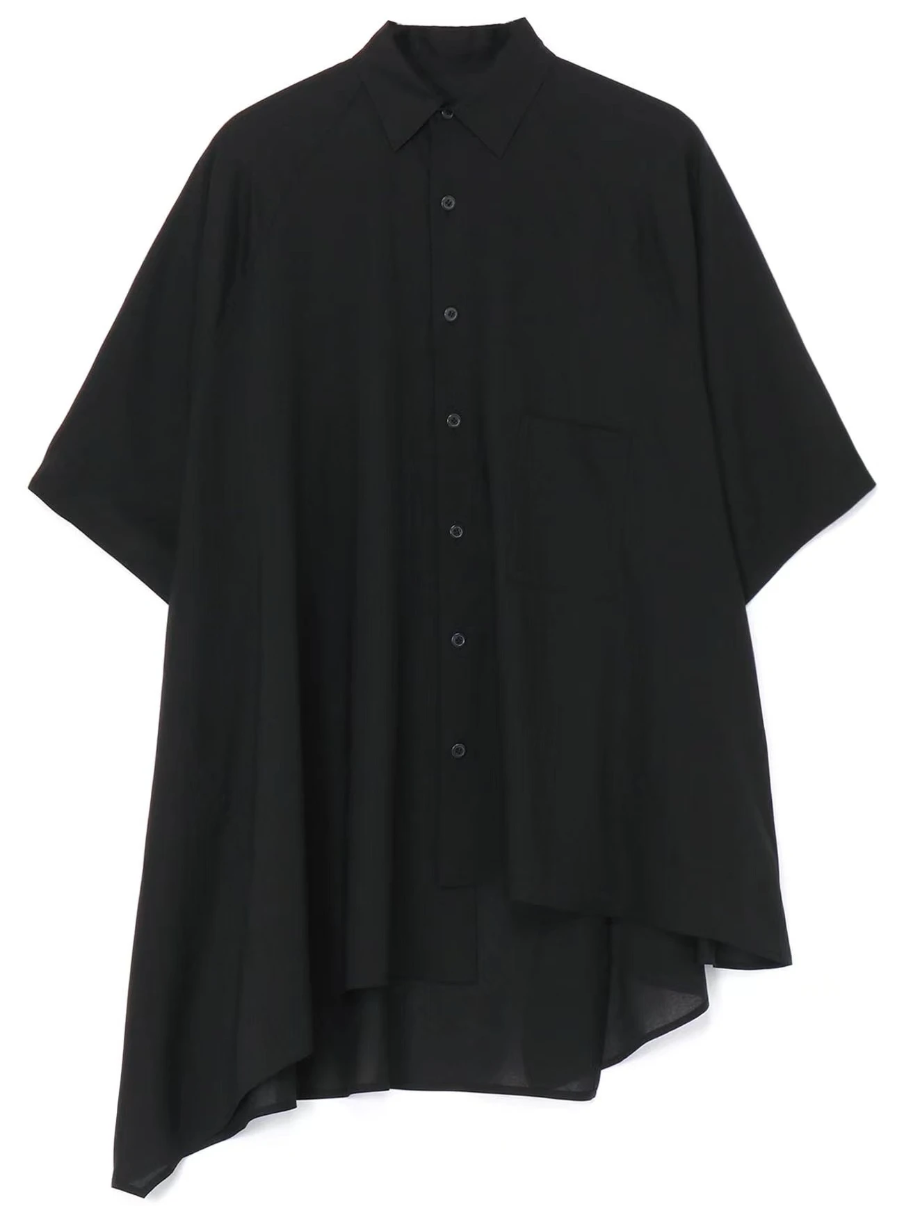 

Summer Yamamotostyle Shirts Fashion All Black Half-sleeve Shirt High Quality Tensilk Fabric Flowing Bat Sleeve Niche Shirts