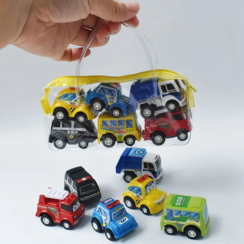 

6Pcs/set Mini Toy Cars Pull Back Car Play Set Cartoon Vehicle Trucks Baby Toddlers Kids Boys Party Birthday Toys for Children