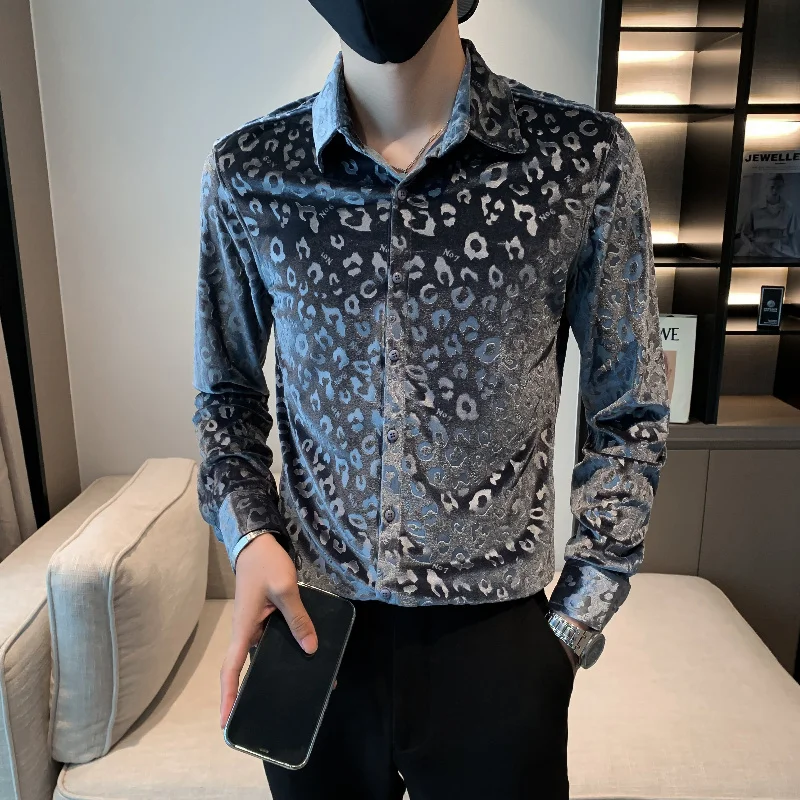Leopard Print Velvet Men's Shirt 2024 Autumn Winter Keep Warm Long Sleeve Slim Fit Casual Social Business Men Clothing
Leopard Print Velvet Men's Shirt 2024 Autumn Winter Keep Warm Long Sleeve Slim Fit Casual Social Business Men Clothing