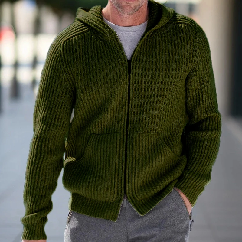 Fall Casual Knitted Hooded Jackets Men Fashion Pure Color Long Sleeve Zip-up Sweater Cardigan Mens Clothes Vintage Knit Sweaters
Fall Casual Knitted Hooded Jackets Men Fashion Pure Color Long Sleeve Zip-up Sweater Cardigan Mens Clothes Vintage Knit Sweaters