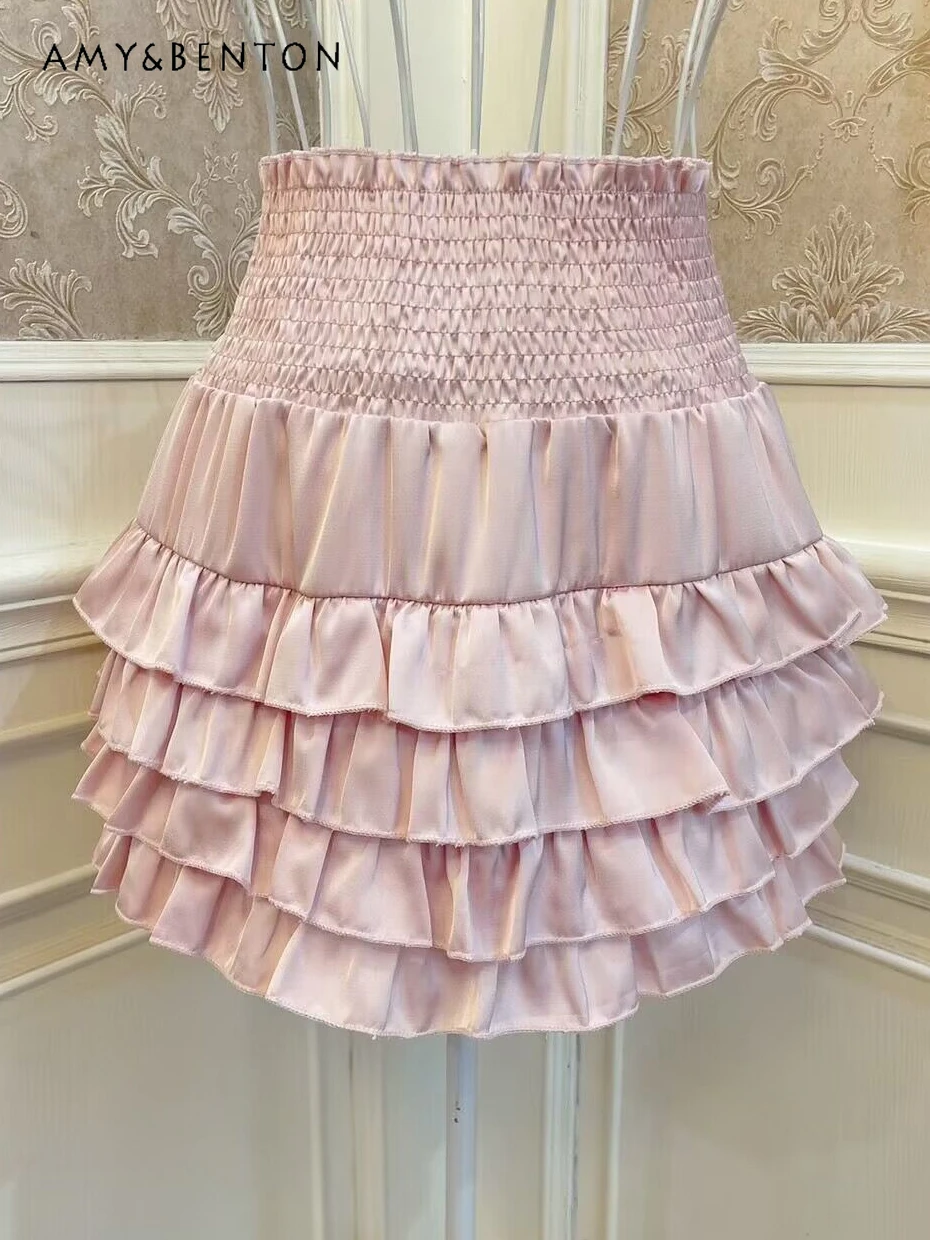 Autumn Retro Sweet High Waist Pleated Wooden Ear Princess Pettiskirts All Match Slim Sexy A- Line Skirts Women Pink Mini Skirt
Autumn Retro Sweet High Waist Pleated Wooden Ear Princess Pettiskirts All Match Slim Sexy A- Line Skirts Women Pink Mini Skirt
