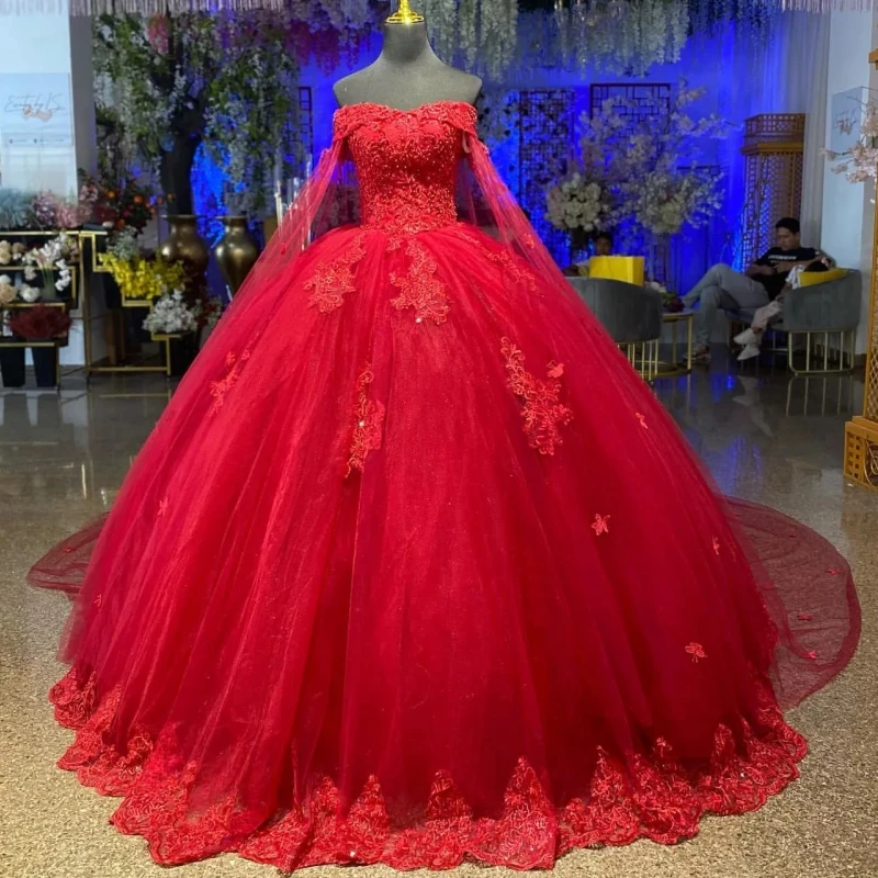 Real Picture Sweet 16 Girl Red Quinceanera Dresses With Cape Ball Gowns 14 16 Princess Birthday Party Dress Vestido De 15 Anos
Real Picture Sweet 16 Girl Red Quinceanera Dresses With Cape Ball Gowns 14 16 Princess Birthday Party Dress Vestido De 15 Anos