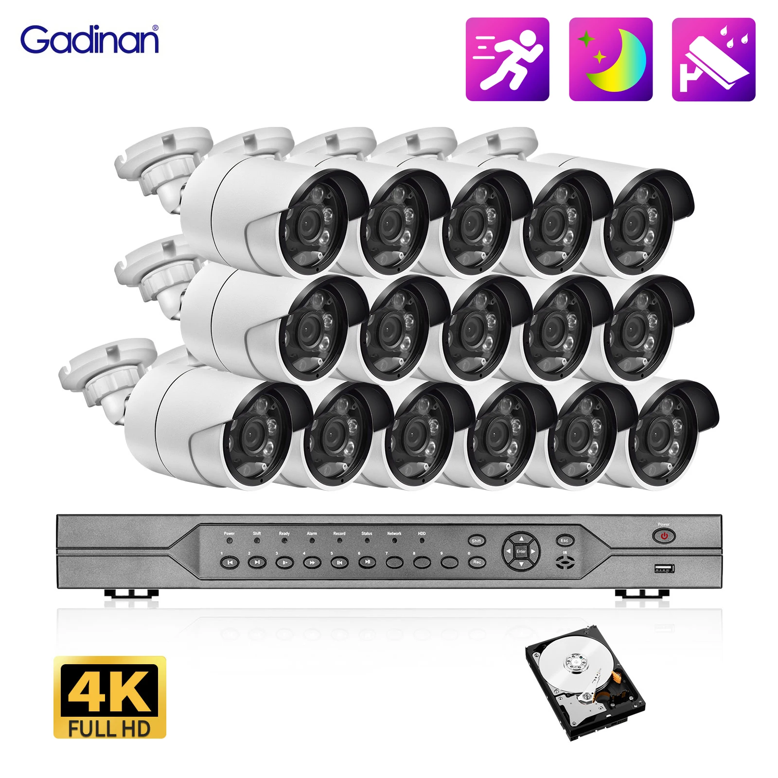 Gadinan 16CH 8MP Outdoor Network Camera Recording Full Color Night Vision Device 8MP 4K Ultra HD IP Camera Motion Detection Aler
Gadinan 16CH 8MP Outdoor Network Camera Recording Full Color Night Vision Device 8MP 4K Ultra HD IP Camera Motion Detection Aler