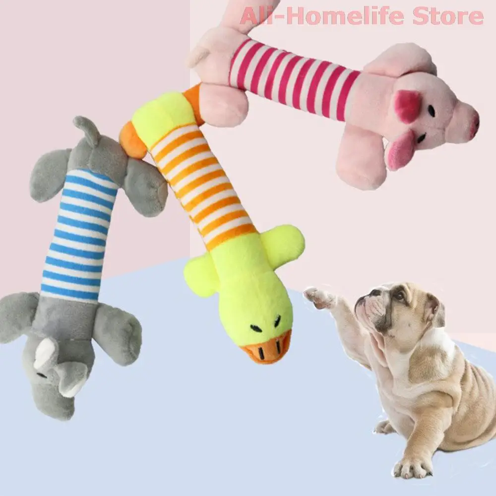 

Funny Pet Dog Plush Toys Squeak Chew Sound Dolls Cute Chewing Pet Molar Elephant Duck Pig Bite Resistant Play Toy Pets Supplies