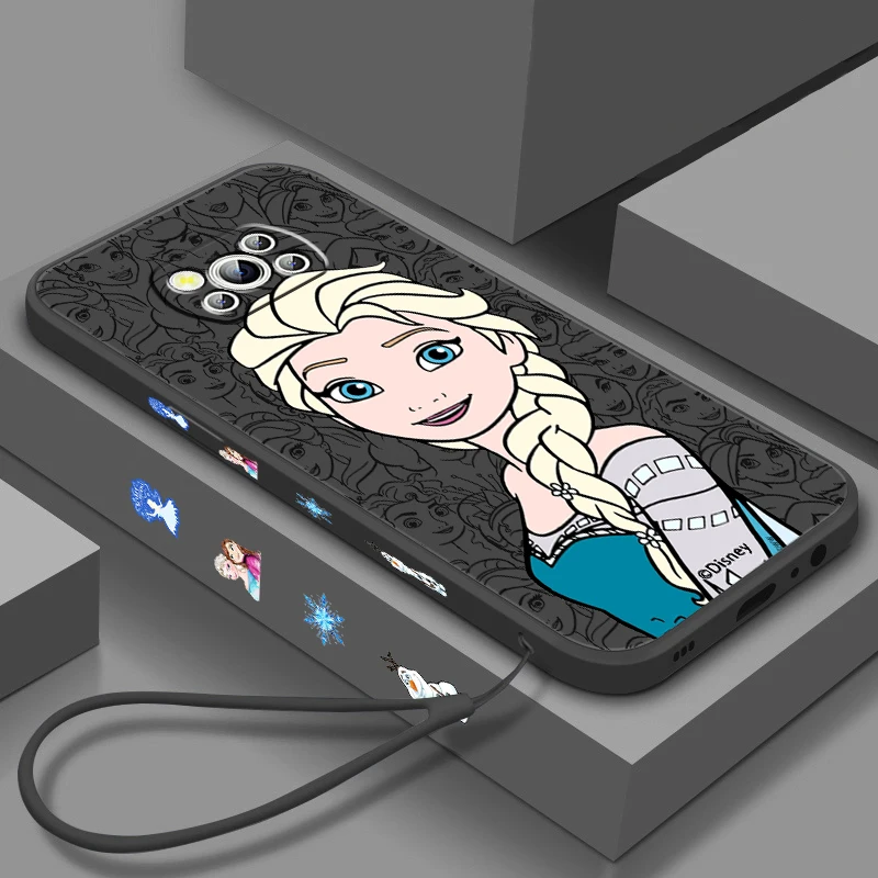 

Princess Elsa Disney For Xiaomi Mi Poco X5 X4 X3 M5 M5S M4 M3 F5 F4 F3 F2 C40 Pro GT NFC 5G Liquid Left Rope Phone Case