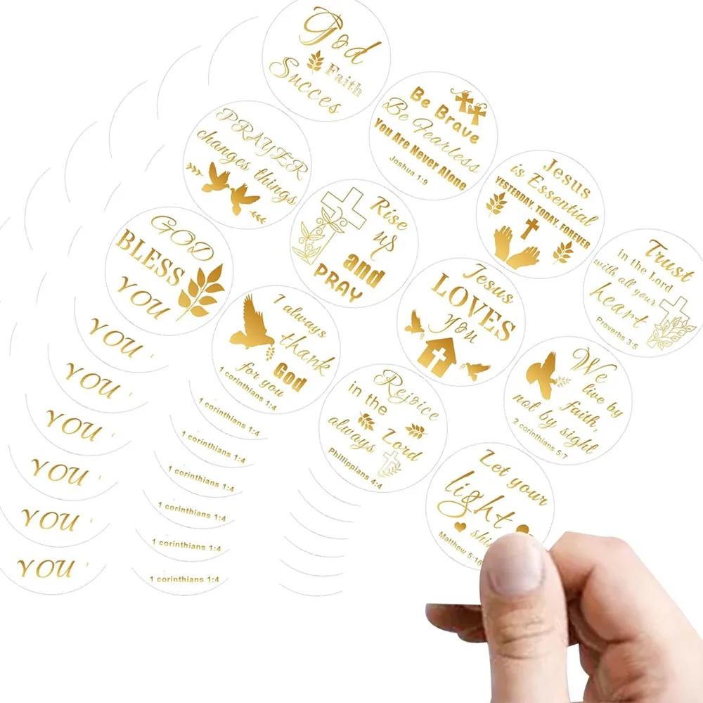 

Bible Quote Gold Foil Stickers Jesus Faith Gold Foil Stickers 2inch Motivational Christian Religious Verses Labels 120Pcs