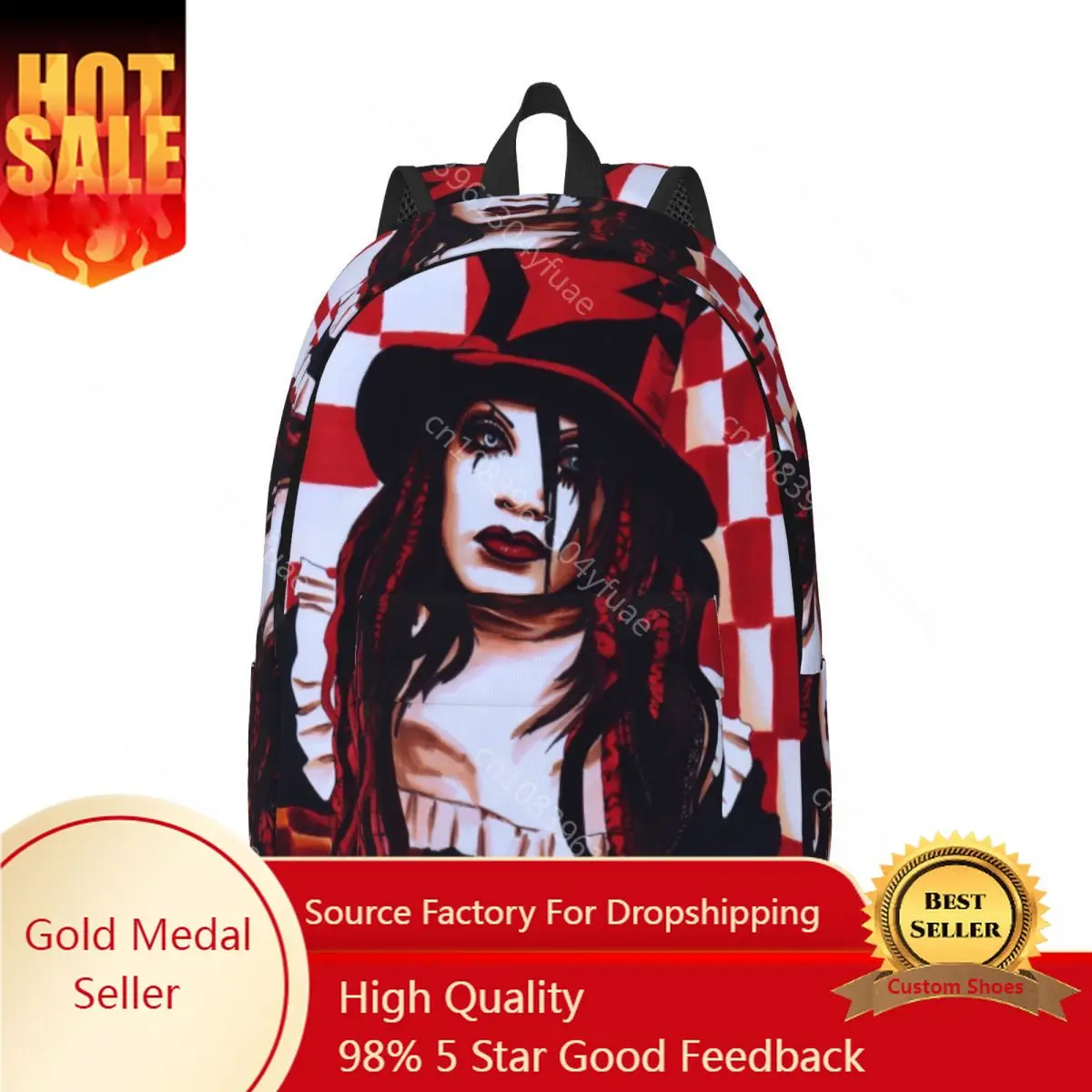 

Goth Girl Loki N Roll Backpack Horror H-Harlequins Workout Backpacks Xmas Gift Boy Custom Print School Bags Leisure Rucksack