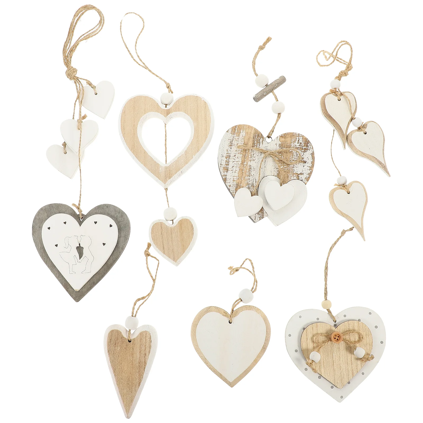 1 Set Heart Shaped Hanging Ornament Wooden Heart Pendant Valentine's Day Heart Ornaments
1 Set Heart Shaped Hanging Ornament Wooden Heart Pendant Valentine's Day Heart Ornaments