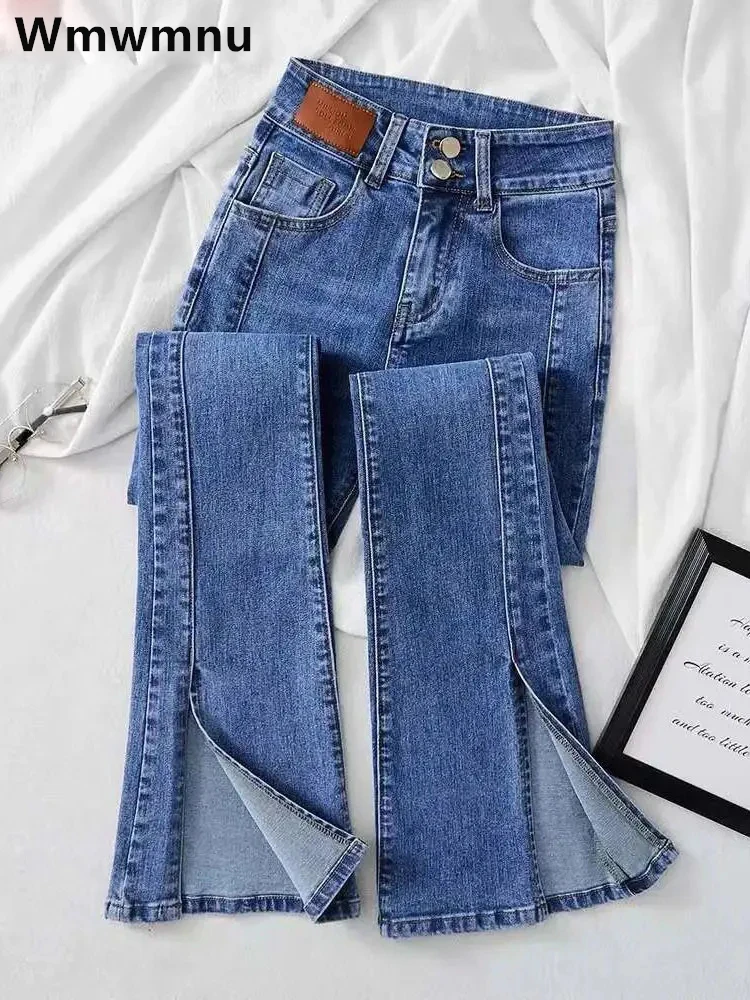 

Split Flare Jeans Korean Casual Stretch Denim Pants Women High Waist Big Size 4xl Bell Bottom Kot Pantolon Skinny Vaqueros