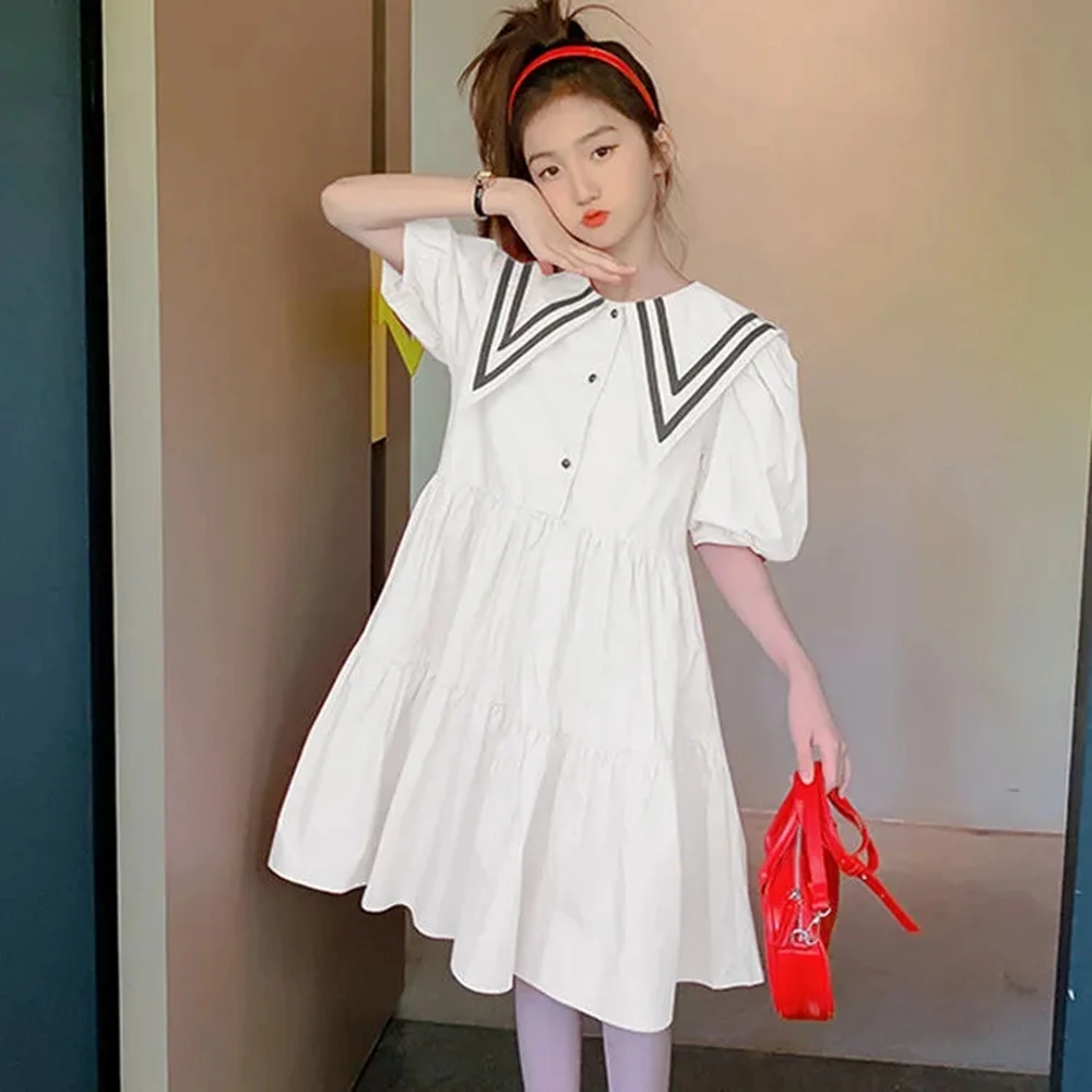 6-15 Years Big Girls Short Sleeve Dress Chidlren Turn Down Collar Dresses for Girls Casual Loose Dress Kids Summer Clothing 9 8
6-15 Years Big Girls Short Sleeve Dress Chidlren Turn Down Collar Dresses for Girls Casual Loose Dress Kids Summer Clothing 9 8