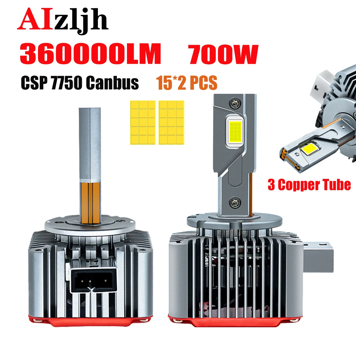AIZLJH D1S D2S D3S D4S 360000LM 700W Car LED Headlight 6000K High Bulb Lamps 3 Copper Tube CSP 7750 Canbus Headlamps 12V Lights
AIZLJH D1S D2S D3S D4S 360000LM 700W Car LED Headlight 6000K High Bulb Lamps 3 Copper Tube CSP 7750 Canbus Headlamps 12V Lights
