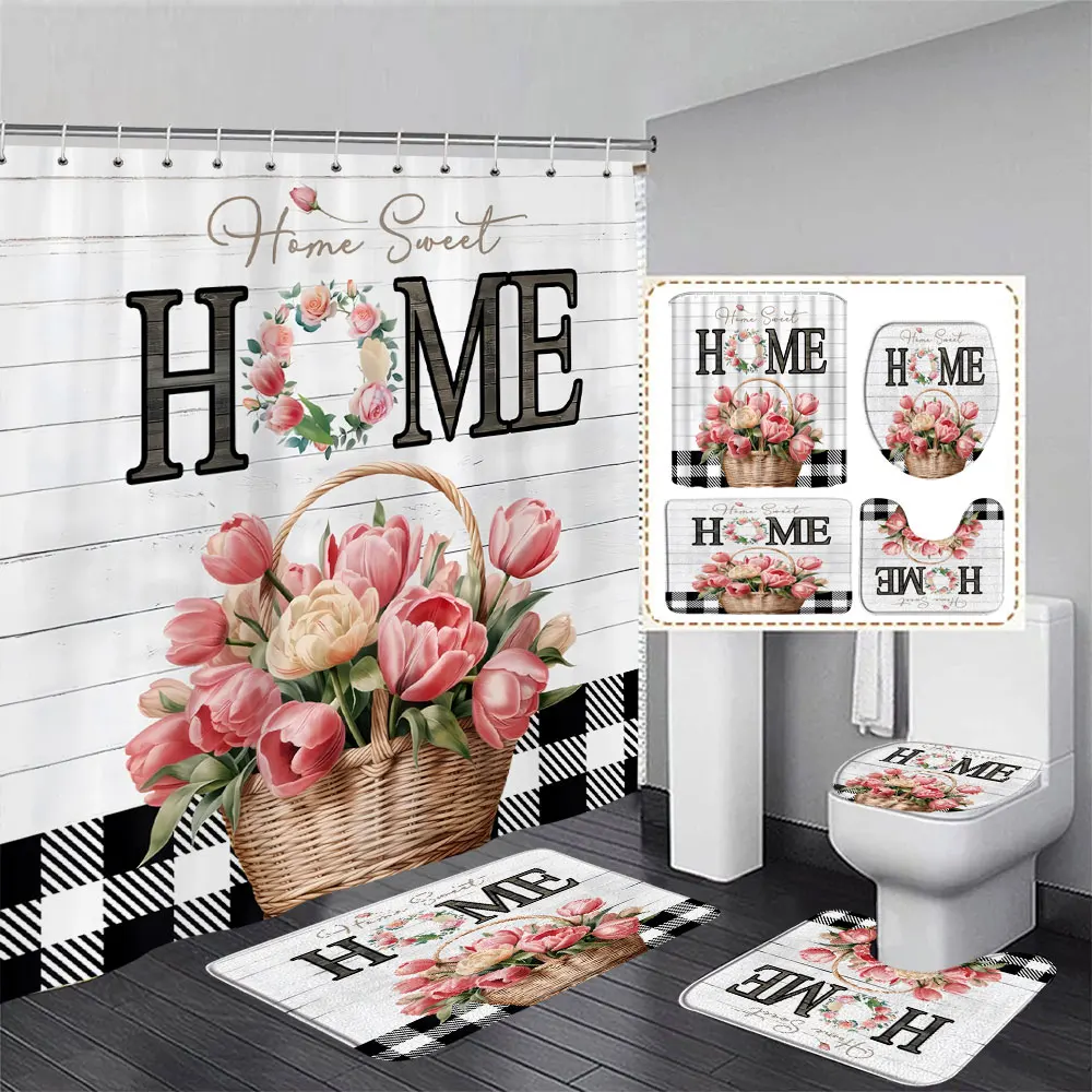Tulip Flower Basket Rustic Wood Panel Shower Curtain and Rug Bathroom Set Home Washable Hanging Curtain Bath Mats Bathroom Decor
Tulip Flower Basket Rustic Wood Panel Shower Curtain and Rug Bathroom Set Home Washable Hanging Curtain Bath Mats Bathroom Decor