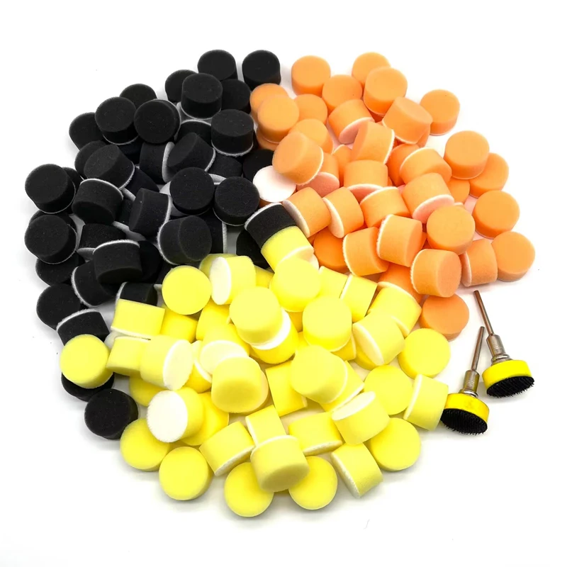 

1" 25mm 50Pcs Sponge Buffing Polishing Pads Waxing Buffer Tools Rough & Medium & Fine Fit Car Polisher for Dremel Rotary Tool