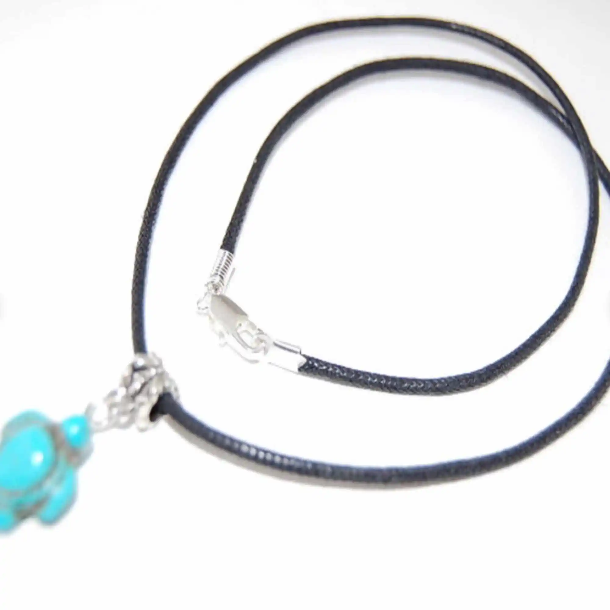 

Natural 10mm x 12mm blue Turtle turquoise silver button Necklace Chic Chain Pray Christmas Elegant Calming Gift Dark Matter