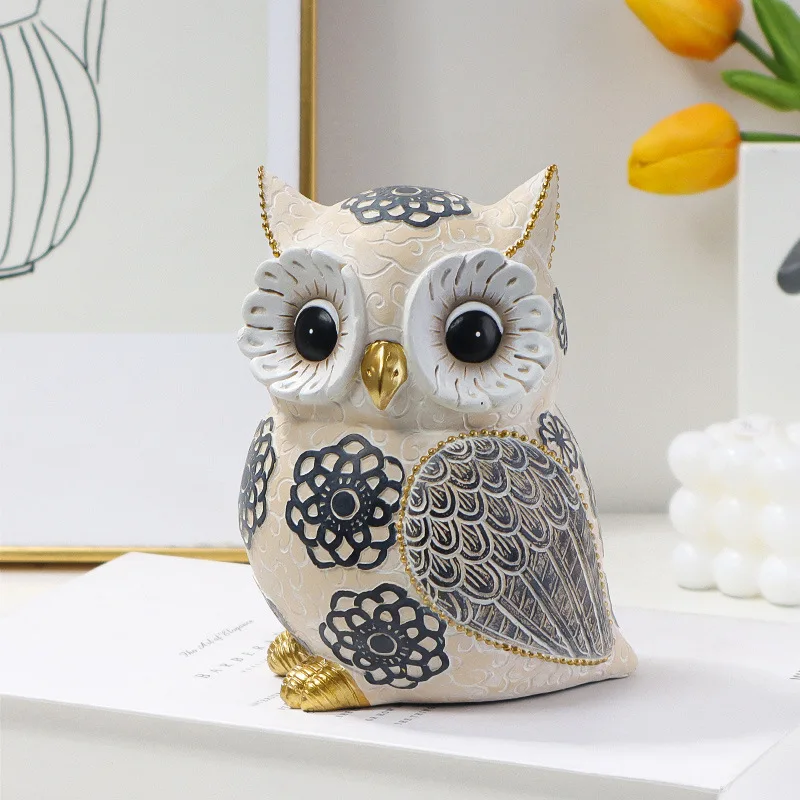 

Owl Statue Decorations European Resins Sculpture Owl Animal Miniature Home Decor Living room Bedroom Bookcase Cabinet Decoration