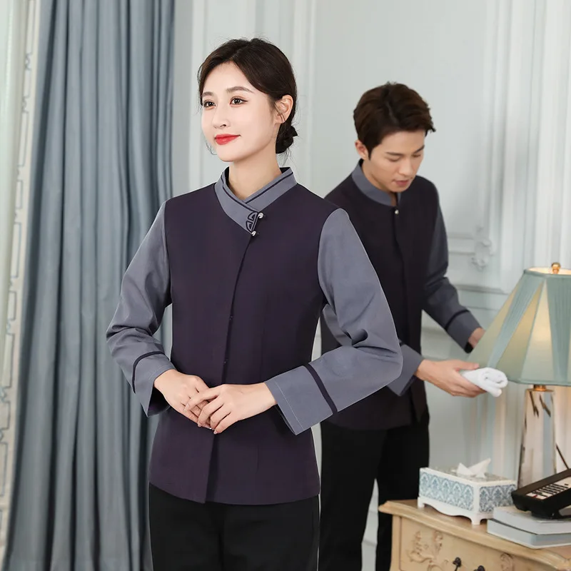 

Cleaning Work Clothes Women's Long-Sleeved Suit Hotel Room Aunt Cleaning Service Uniform Autumn and Winter Clothing PA Housekeep