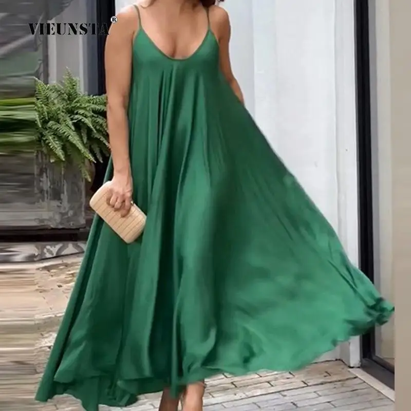 Women Sexy Summer Sleeveless Solid Long Dress Casual Beach Draped Party Dresses 2023 Fashion Loose Sling V-Neck Folds Maxi Dress
Women Sexy Summer Sleeveless Solid Long Dress Casual Beach Draped Party Dresses 2023 Fashion Loose Sling V-Neck Folds Maxi Dress